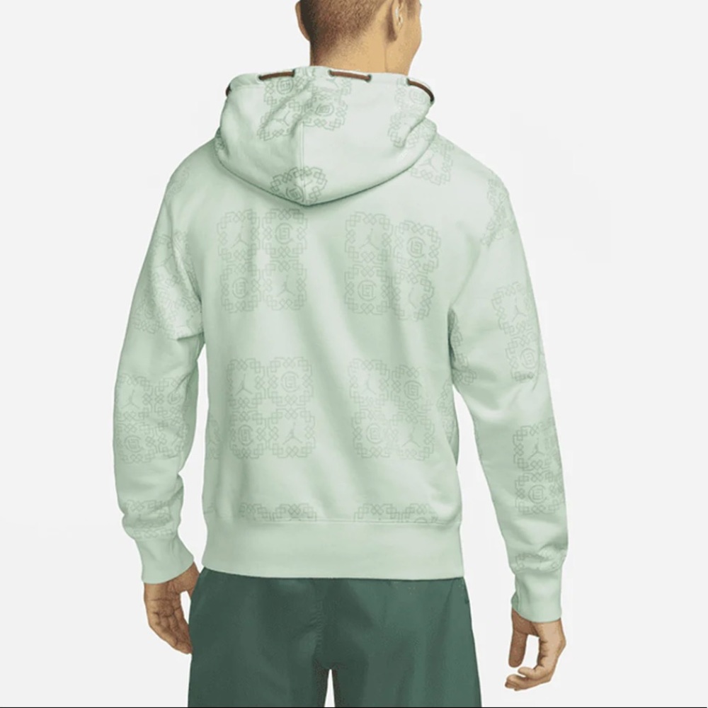 JORDAN X CLOT all over print  FLEECE HOODIE|size Large|Jade - Picture 3 of 5